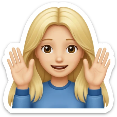 blonde female long hair saying stop smiling funny using both hands sticker