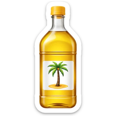 yellow palm cooking oil bottle with a label sticker