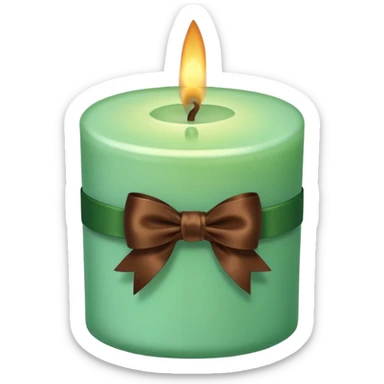 mint candle, with brown bow sticker