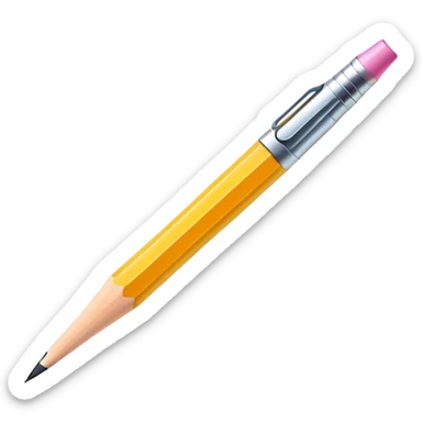 A sleek, modern pencil hovering slightly above the ground, with a soft glowing outline suggesting creativity and creation. The design is clean, flat, and minimal, perfect for an empty state UI. sticker