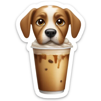 Dog with an iced coffee  sticker