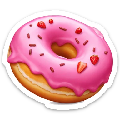 pink donut with a strawberry on top sticker