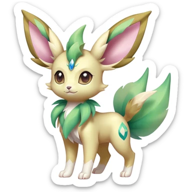 Shiny Cool Sparkly Cute Ethereal Leafeon-Sylveon-Fakemon-hybrid-fusion- full body sticker