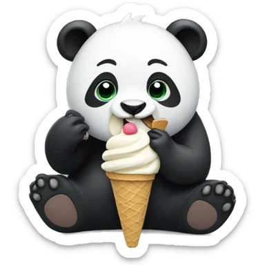 Panda eating ice cream sticker