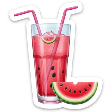 pink soft drink with a watermelon on the side of glass sticker