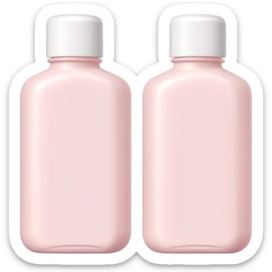 Soft pastel pink skincare bottles with white caps, minimal label design, clean aesthetic sticker