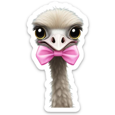 ostrich with pink bow on head sticker