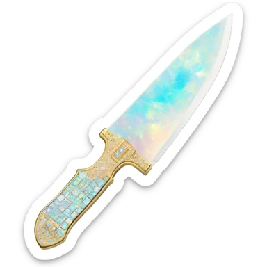 opal crystal rhinestone gold knife sticker