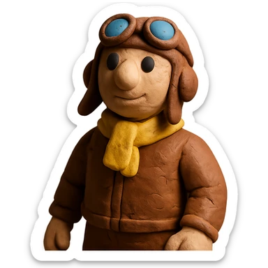 claymation style pilot sticker