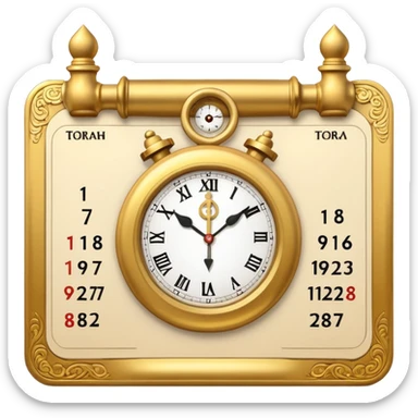 calendar with clock and torah elements combined sticker