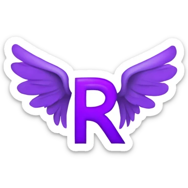 Purple letter R with halo & wings sticker