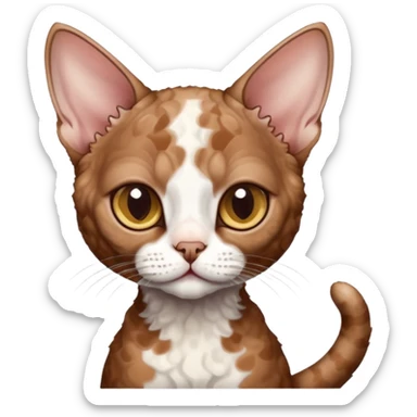 Brown cat devon-rex with white spots sticker