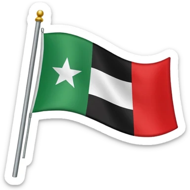The flag had a three lined color, the top is green with Arabic written لا اله الا الله محمد رسول الله، in the moliddle it's white with black star, in the bottom is red color sticker