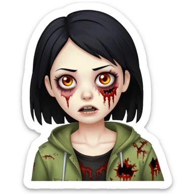 girl zombie with black hair sticker