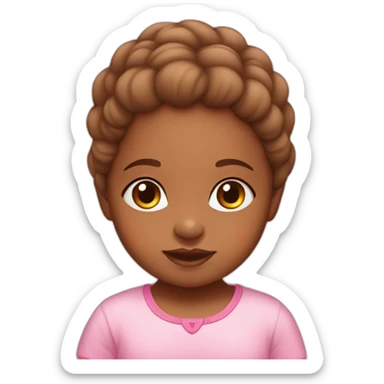 Brown skinned baby girl with a pink ིྀ on the head sticker