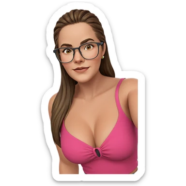 brown haired girl with glasses sticker