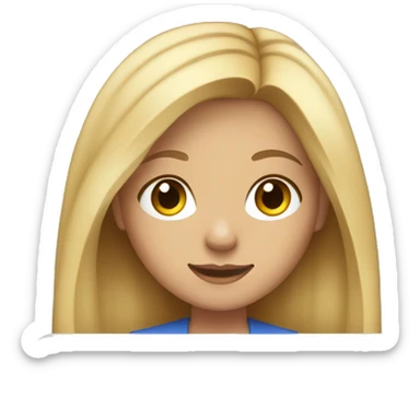 Blonde girl with long hair and brown eyes working on her MacBook sticker