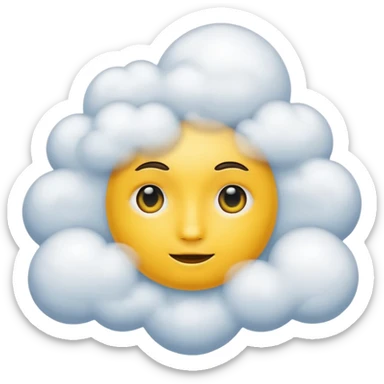Face in clouds yellow circle and black eyes and remove a mouth and move in a cloud remove a mouth on face sticker