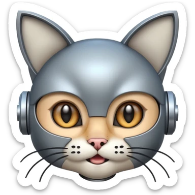 robot looking surprised with cat ears and looks funny sticker