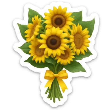 Sunflower bouquet with yellow ribbon sticker