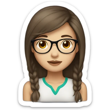 brown haired Asian girl with glasses sticker
