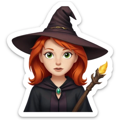 Red haired witch, sassy rolling eyes sticker