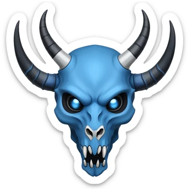 Shiny Dark Edgy  Inteleon-Amaura-Fakémon-hybrid-creature (full body) with a horned animal-skull-mask sticker