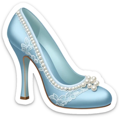pastel blue heel shoe with pearls and lace sticker