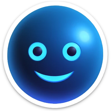 glowing blue orb with a digital face, symbolizing AI, futuristic and friendly sticker