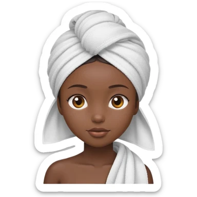 Black girl with a towel on her head nd a towel on her body sticker