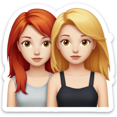 Two girls together one with red hair one with blonde hair posing sticker