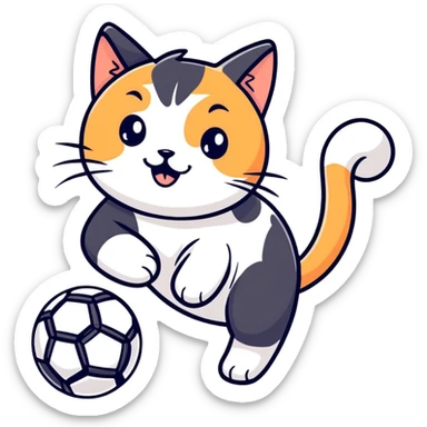Cat calico playing soccer sticker