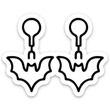 goth earrings, black bat silhouette, minimalist gothic sticker