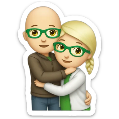 bald-white-boy-with-green-glasses-hugging-a-girl sticker