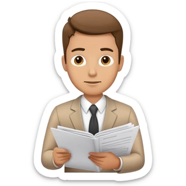 male office worker reviewing paperwork sticker