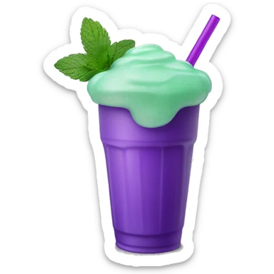 mint green slushy drink in cup, purple straw sticker
