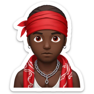 Blood gang member with red bandana sticker