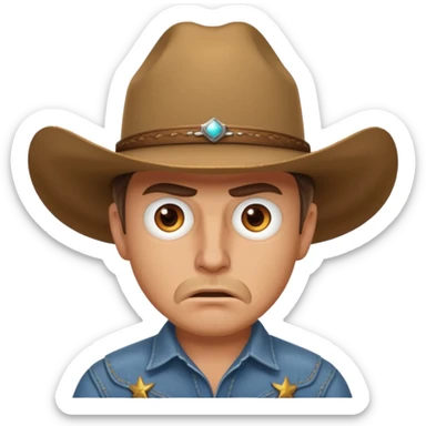 Angry eyes white man with cowboy hat sticker