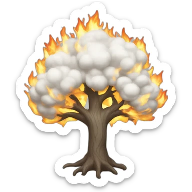 white flaming tree sticker