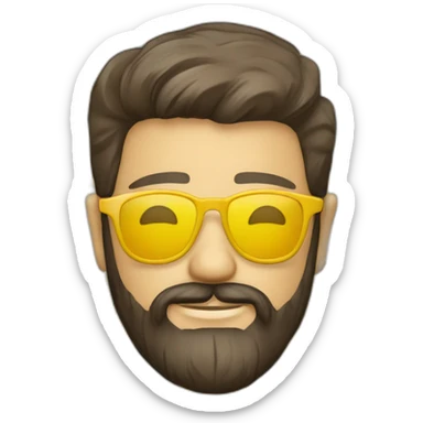 Homme brun lunettes et barbe chemise jaune a fleurs sticker