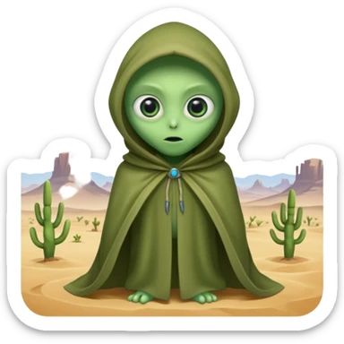 alien living in desert just face  sticker