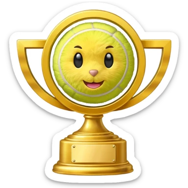 Tennis ball with trophy sticker