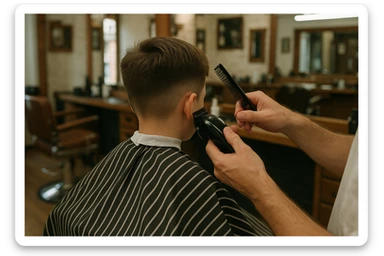 sartaroshxonada soch olayotgan bola yuzi ko'rinmasin sticker