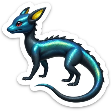 Sparkly Iridescent Shiny Salandit-Umbreon-Fakémon-hybrid-creature (full body)  sticker