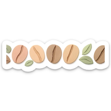seamless coffee bean border with small leaves, soft pastel colors sticker