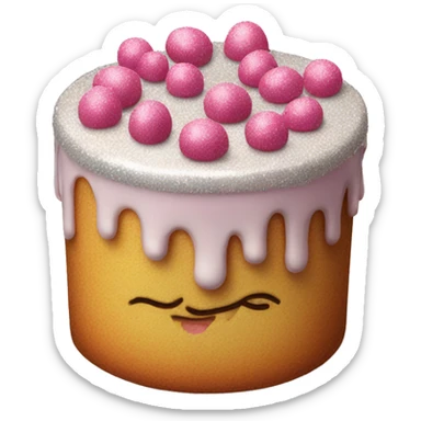 Realistic cake with glitter sticker