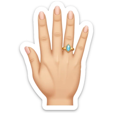 the ring finger, index finger, and middle finger facing up while the thumb and pinky finger are facing inwards towards the hand sticker