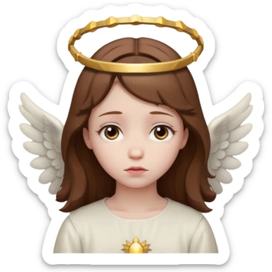 brown hair girl angel, sad sticker