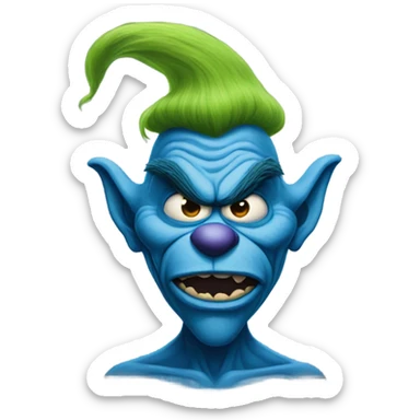 blue grinch evil sticker