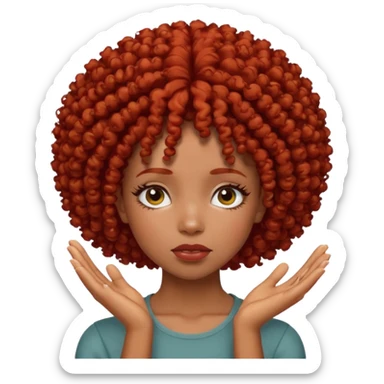 Black girl with curly Afro red hair face palming  sticker